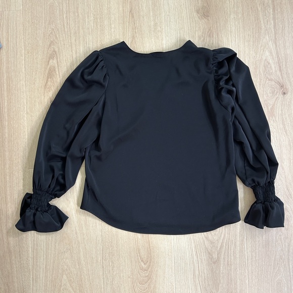 Aqua Black V-Neck Blouse - Picture 5 of 7